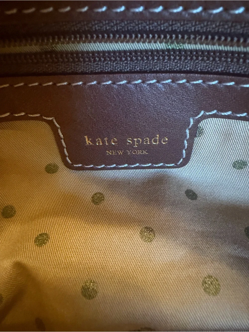 kate spade NWOT Brown Cream Canvas & Baseball Leather Tote Baby Overnight Bag